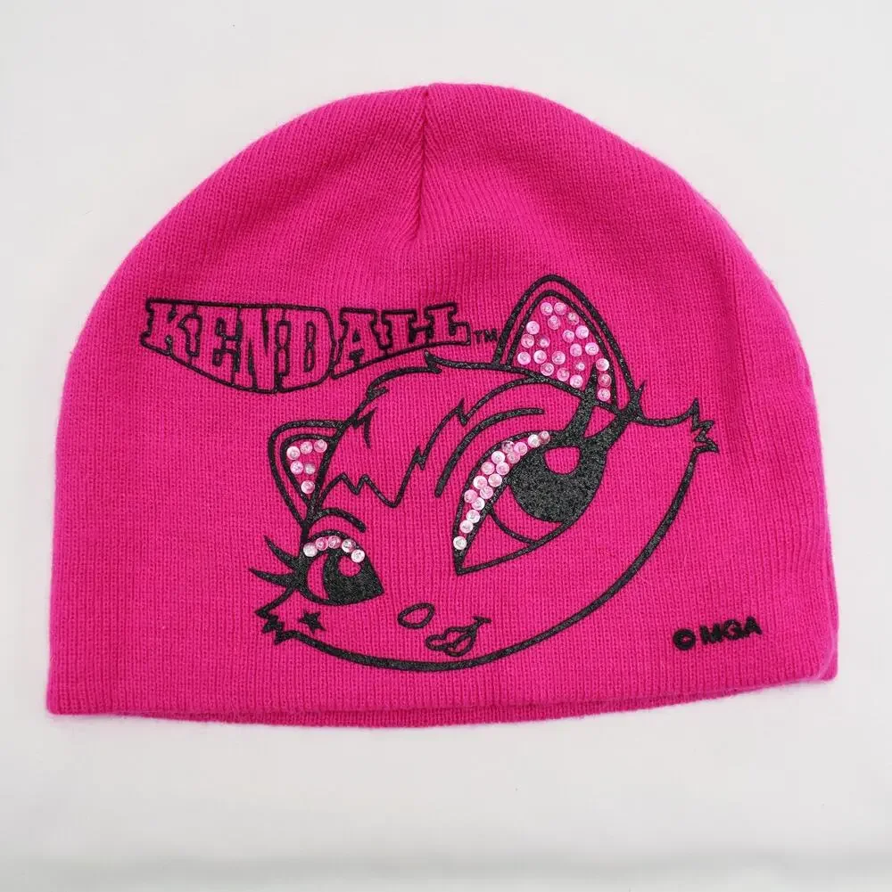 Rare Y2K Vintage Bratz Petz Kendall Sequin Beanie Knit Hat Girls XL Hot Pink